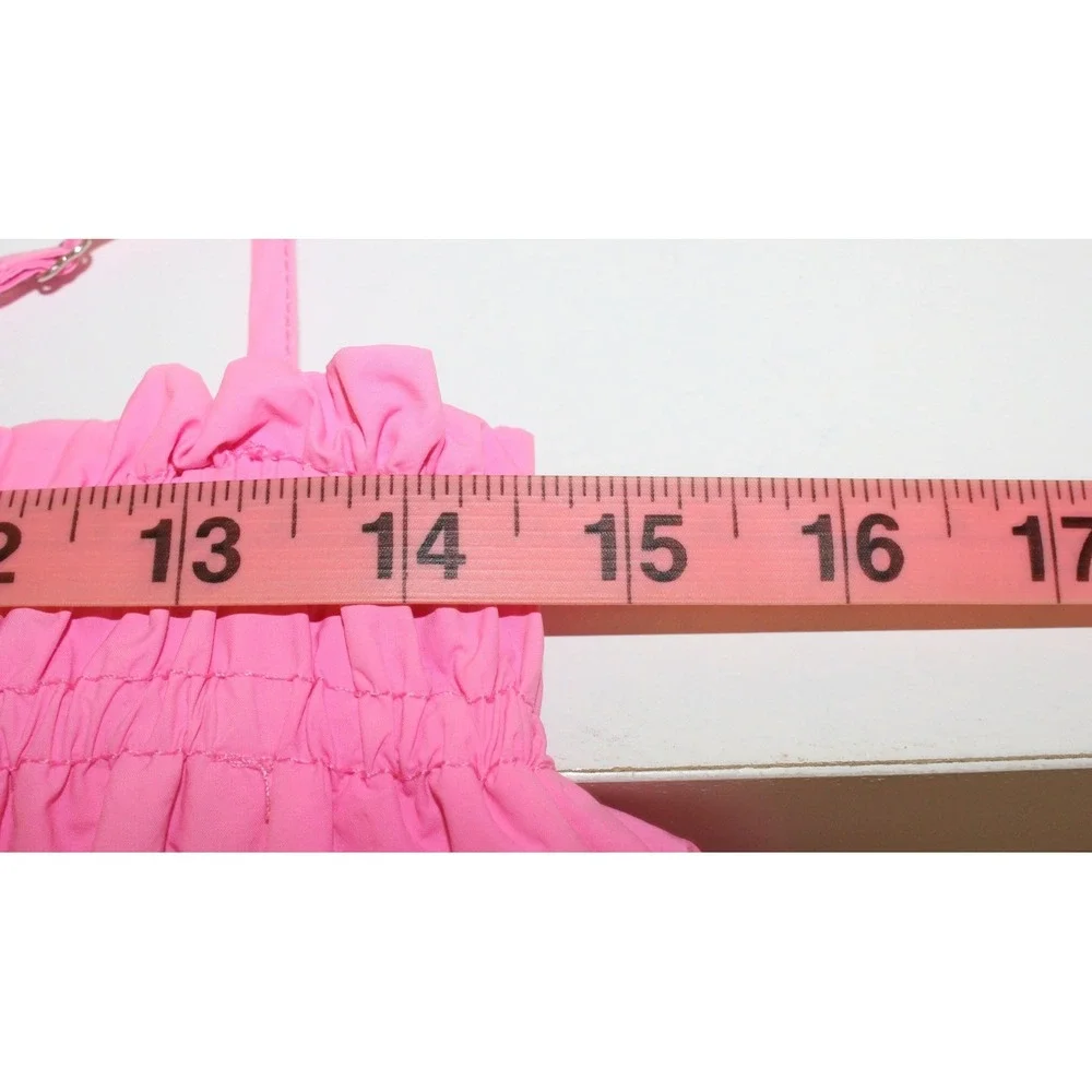 THML Tiered Mini Dress Smocked Ruffle Neck XS Pink JH2008-PK - Picture 5 of 6